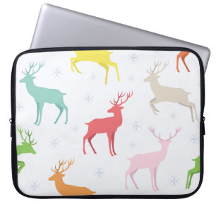 Weihnachtsmuster mit Hirschen, Reh, Laptopschutzhülle