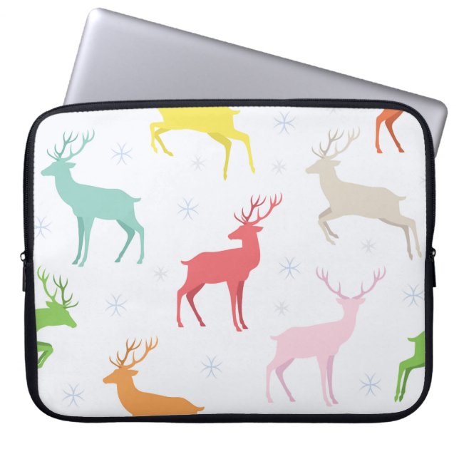 Weihnachtsmuster mit Hirschen, Reh, Laptopschutzhülle (Vorderseite)