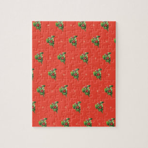 Weihnachtsmuster mit Holly Berry Pflanze Puzzle