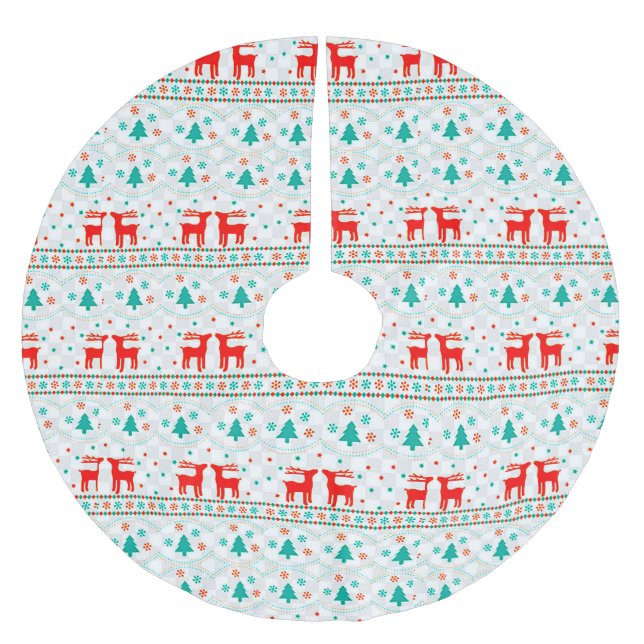 Weihnachtsmuster mit Rentier Polyester Weihnachtsbaumdecke (Vorderseite)