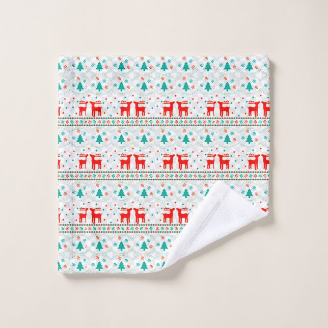 Weihnachtsmuster mit Rentier Waschlappen (Waschlappen)