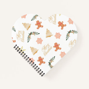 Weihnachtsmuster mit Weihnachtsbaumkeksen Notizbuch