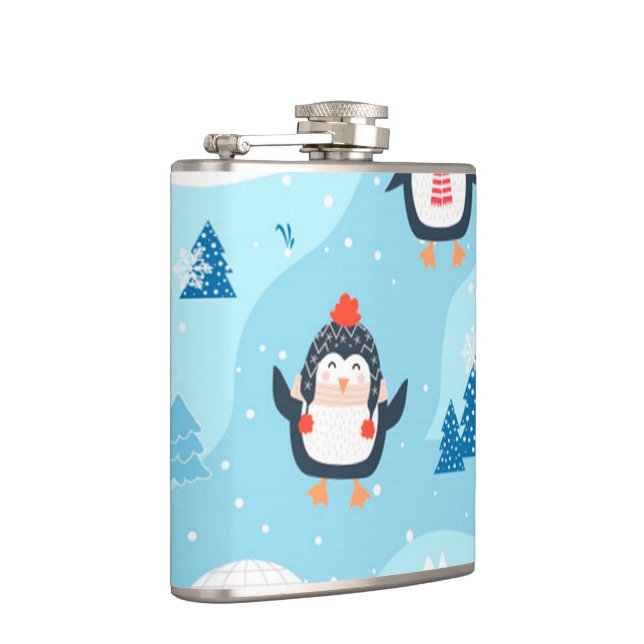 Weihnachtsmuster nahtlos mit Pinguin Flachmann (Rechts)