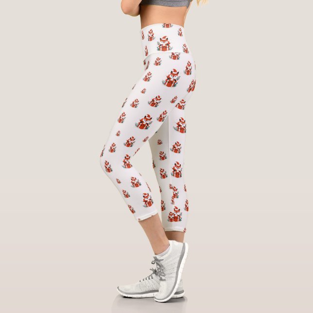 Weihnachtsmuster - Niedlicher Fuchs - nahtloses Mu Capri Leggings (Links)