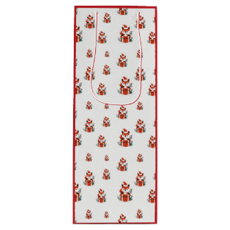 Weihnachtsmuster - Niedlicher Fuchs - nahtloses Mu Geschenktüte Für Weinflaschen