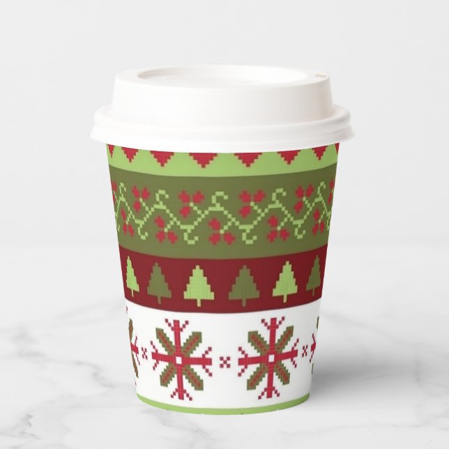 Weihnachtsmuster Papier-Cup Pappbecher (Vorderseite)