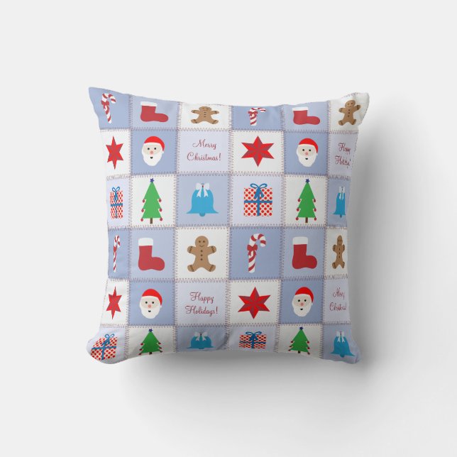 Weihnachtsmuster Pillow - Hintergrund für blaue Tö Kissen (Vorderseite)