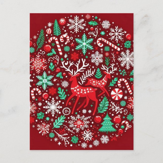 Weihnachtsmuster Postkarte (Vorderseite)