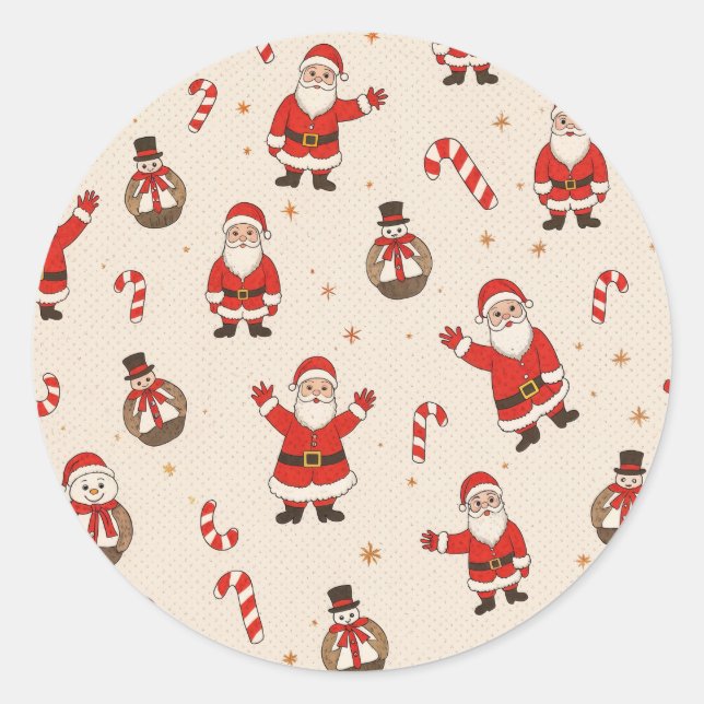 Weihnachtsmuster Runder Aufkleber (Vorderseite)