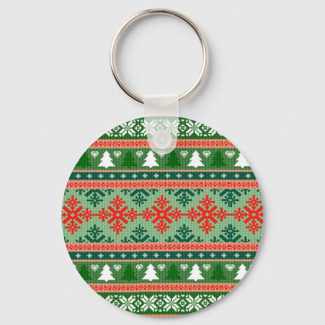 Weihnachtsmuster Schlüsselanhänger (Vorderseite)