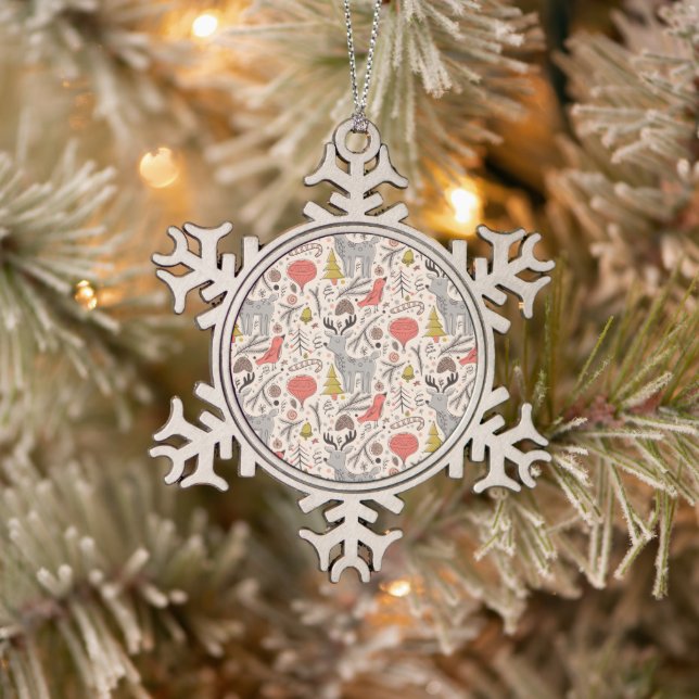Weihnachtsmuster Schneeflocken Zinn-Ornament (Baum)