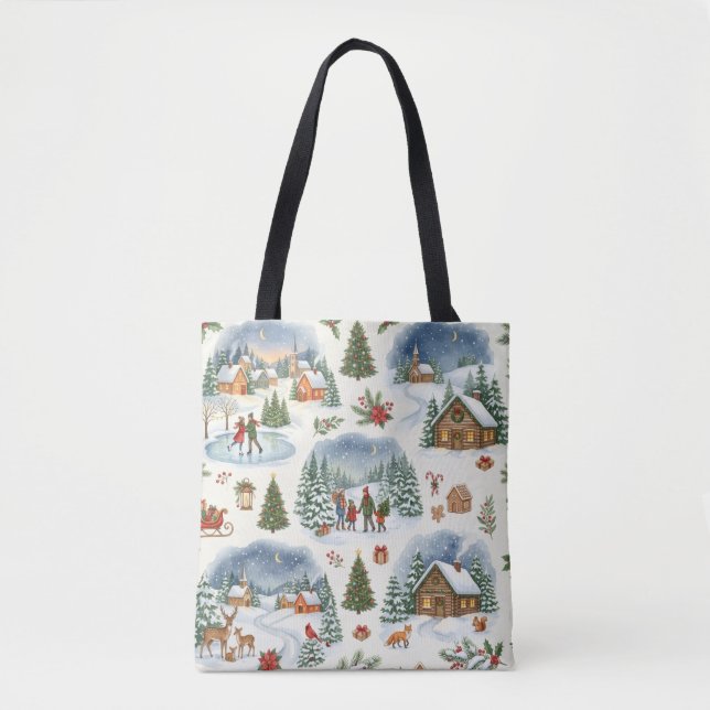 Weihnachtsmuster Schultertasche (Vorderseite)