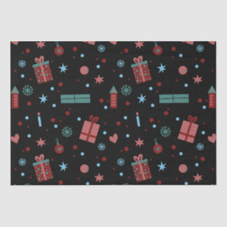 Weihnachtsmuster Schwarz Seidenpapier