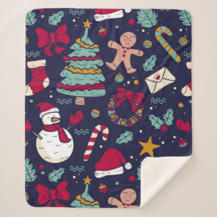 Weihnachtsmuster Sherpadecke