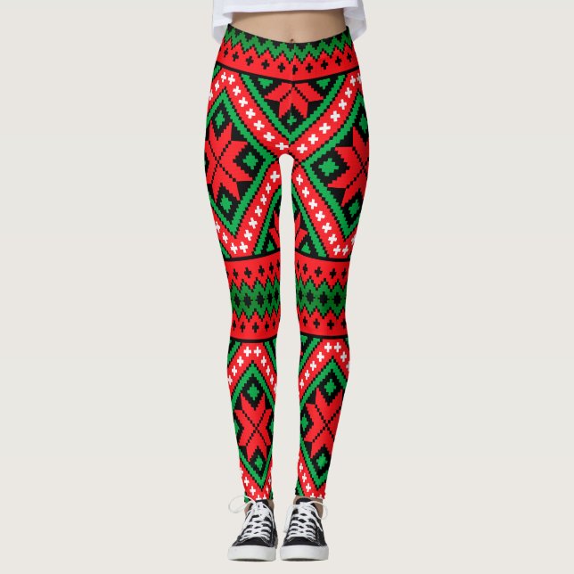 Weihnachtsmuster Snowflake Leggings (Vorderseite)
