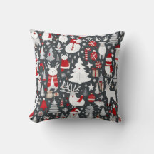 Weihnachtsmuster Snowman Santa Bäume graue Dekorat