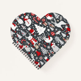 Weihnachtsmuster Snowman Santa Bäume graue Dekorat Notizbuch