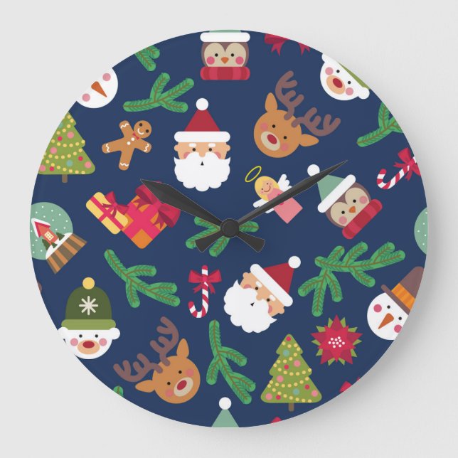 Weihnachtsmuster, Urlaubsplanung. Große Wanduhr (Vorderseite)