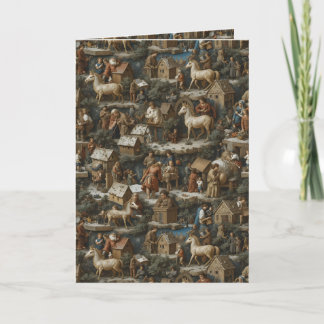 Weihnachtsmuster Vintage-Kunst Feiertagskarte