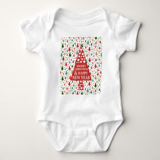 Weihnachtsmuster - Weihnachtsbaum Baby Strampler (Vorderseite)