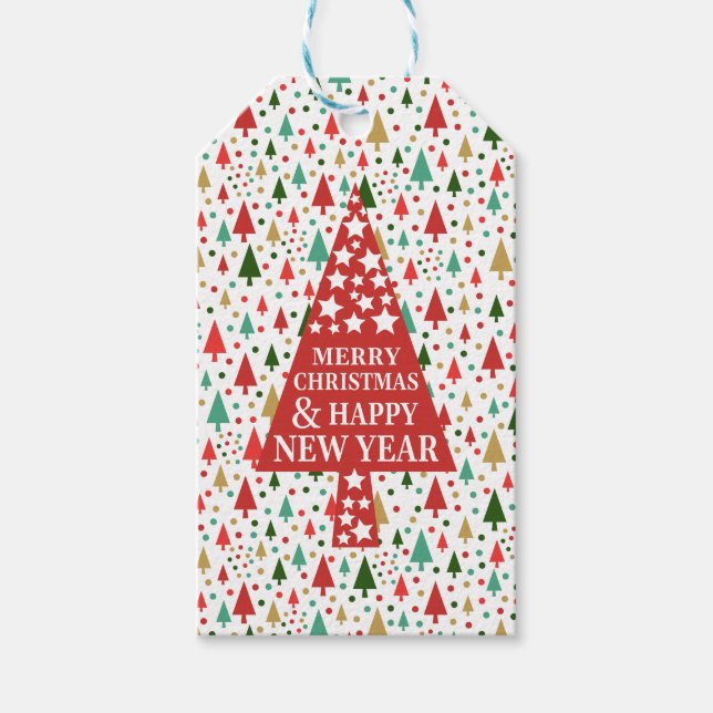 Weihnachtsmuster - Weihnachtsbaum Geschenkanhänger (Vorderseite)