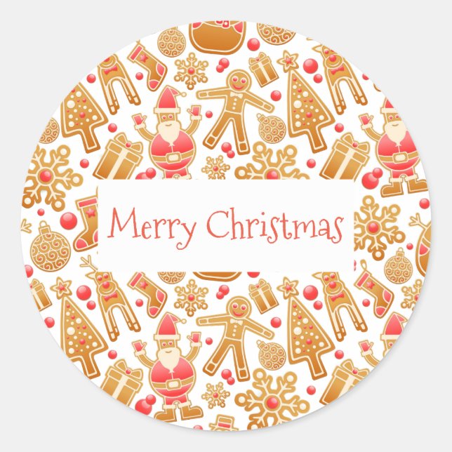 Weihnachtsmuster-Weihnachtsmann Tree Rudolph Snowm Runder Aufkleber (Vorderseite)
