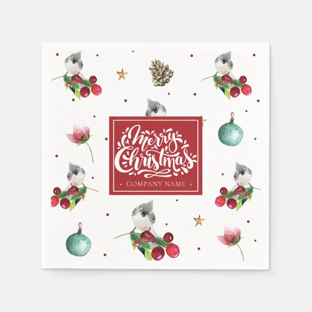 Weihnachtsmuster Winter Bird Personalisiert Compan Serviette (Vorderseite)