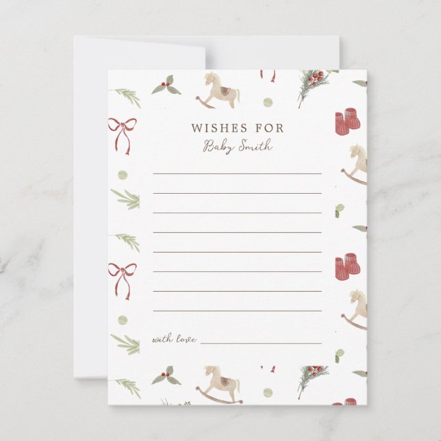 Weihnachtsmuster wünscht sich eine Babykarte Einladung (Vorderseite)