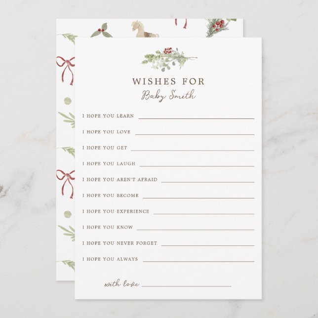 Weihnachtsmuster wünscht sich eine Babykarte Einladung (Vorne/Hinten)