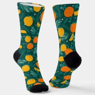 Weihnachtsmuster Zitronen und Orangen Socken