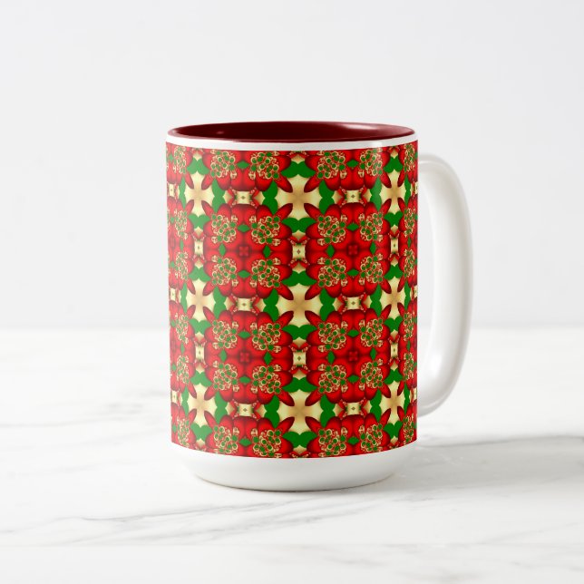 Weihnachtsmuster Zweifarbige Tasse (VorderseiteRechts)