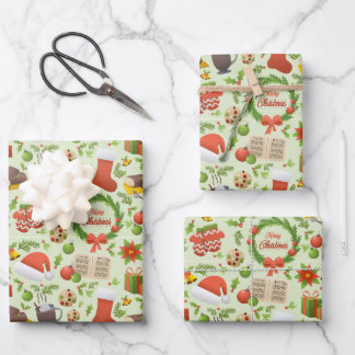 Weihnachtsmusterpapier Geschenkpapier Set