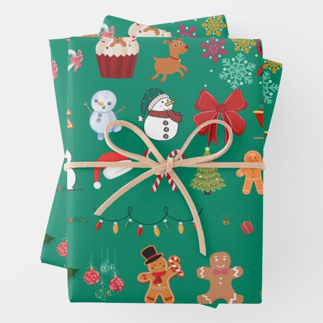 Weihnachtsmusterpapier Geschenkpapier Set (Beispiel)