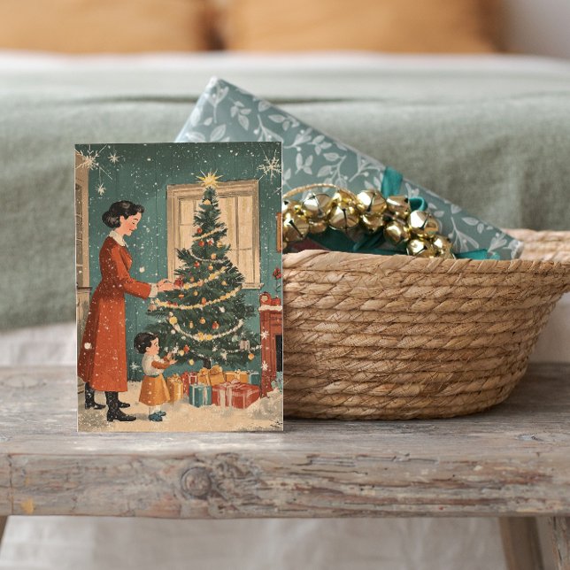 Weihnachtsmütter und Kinderdekoration Baum Feiertagskarte (Von Creator hochgeladen)