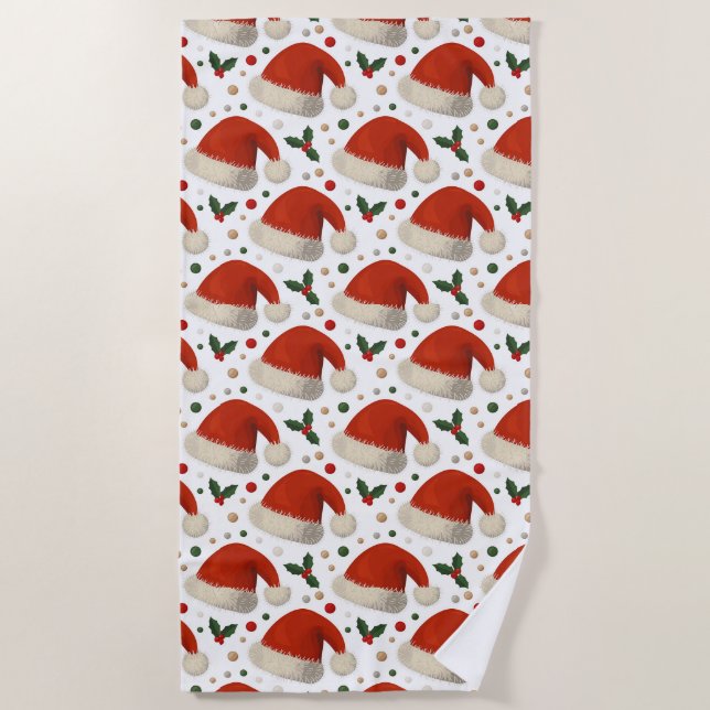 Weihnachtsmützen Strandtuch (Vorderseite)