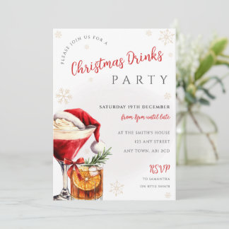 Weihnachtsmützen-Weihnachts-Cocktailparty-Einladun Einladung