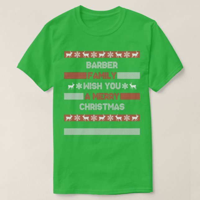 Weihnachtsnachname Xmas Santa Barber Familie T-Shirt (Design vorne)