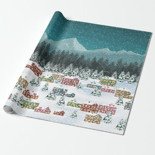 Weihnachtsnacht - Berglandschaft Schneefall Landsc Geschenkpapier