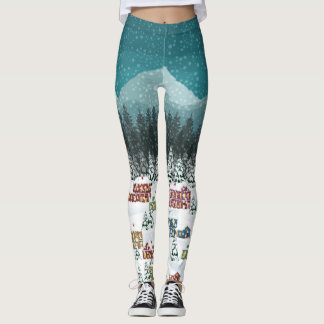Weihnachtsnacht - Berglandschaft Schneefall Landsc Leggings