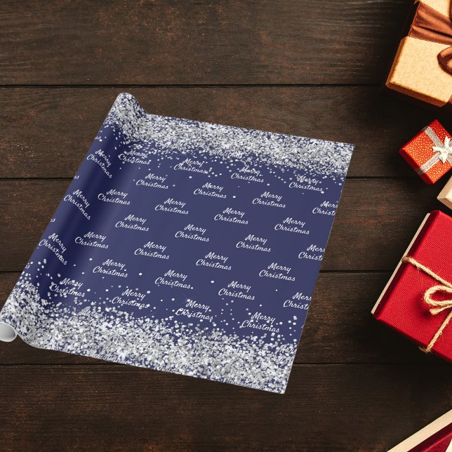 Weihnachtsnacht blau silber elegant geschenkpapier (Von Creator hochgeladen)