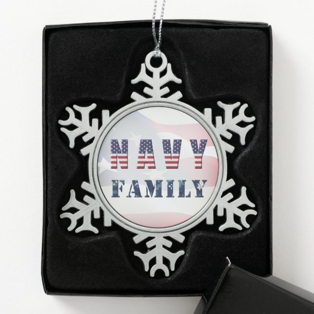 Weihnachtsnacht der Navy Schneeflocken Zinn-Ornament (Box)
