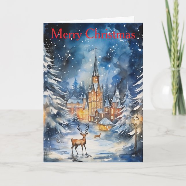 Weihnachtsnacht Feiertagskarte (Vorderseite)