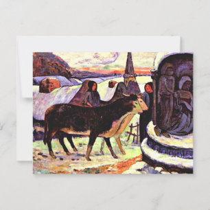 Weihnachtsnacht, Kunstgemälde von Gauguin Postkarte