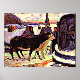 Weihnachtsnacht, Kunstmalerei von Gauguin Poster