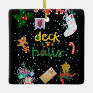 Weihnachtsnacht-Ornament mit Schnee Keramikornament
