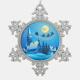Weihnachtsnacht Schneeflocken Zinn-Ornament