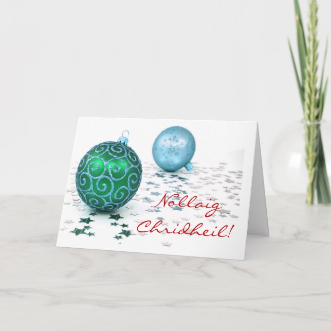 Weihnachtsnachtskarte Nollaig Chridheil Holiday Ca Feiertagskarte (Vorderseite)