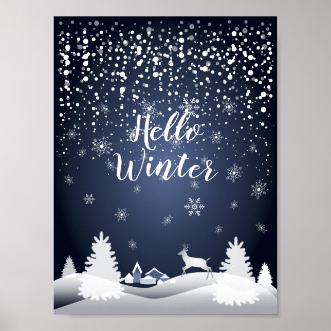 Weihnachtsnachtsmärchen. Fantasiewald, Schnee Poster (Vorne)