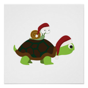 Weihnachtsnachtsnacht auf einer Schildkröte Poster