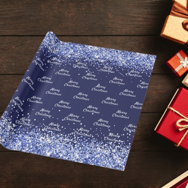 Weihnachtsnachtsnacht blauen Konfetti elegant Geschenkpapier (Von Creator hochgeladen)